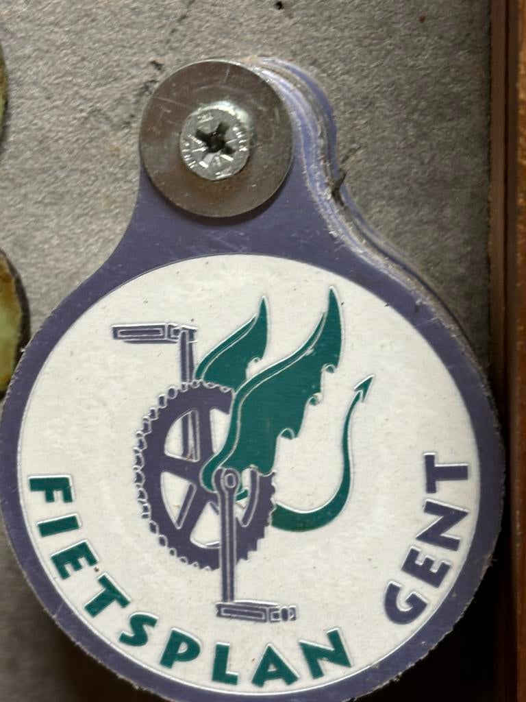Fietsplaat fietsplan Gent plaque velo nummerplaat vintage, Antiek en Kunst, Curiosa en Brocante, Ophalen of Verzenden