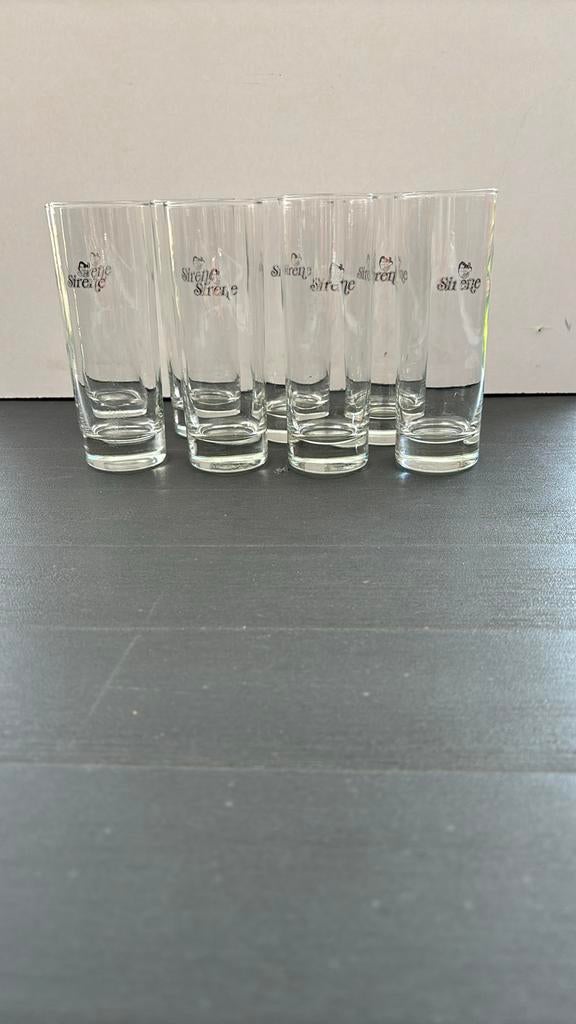 8 glazen met opschrift Sirene, Verzamelen, Ophalen of Verzenden, Zo goed als nieuw, Frisdrankglas