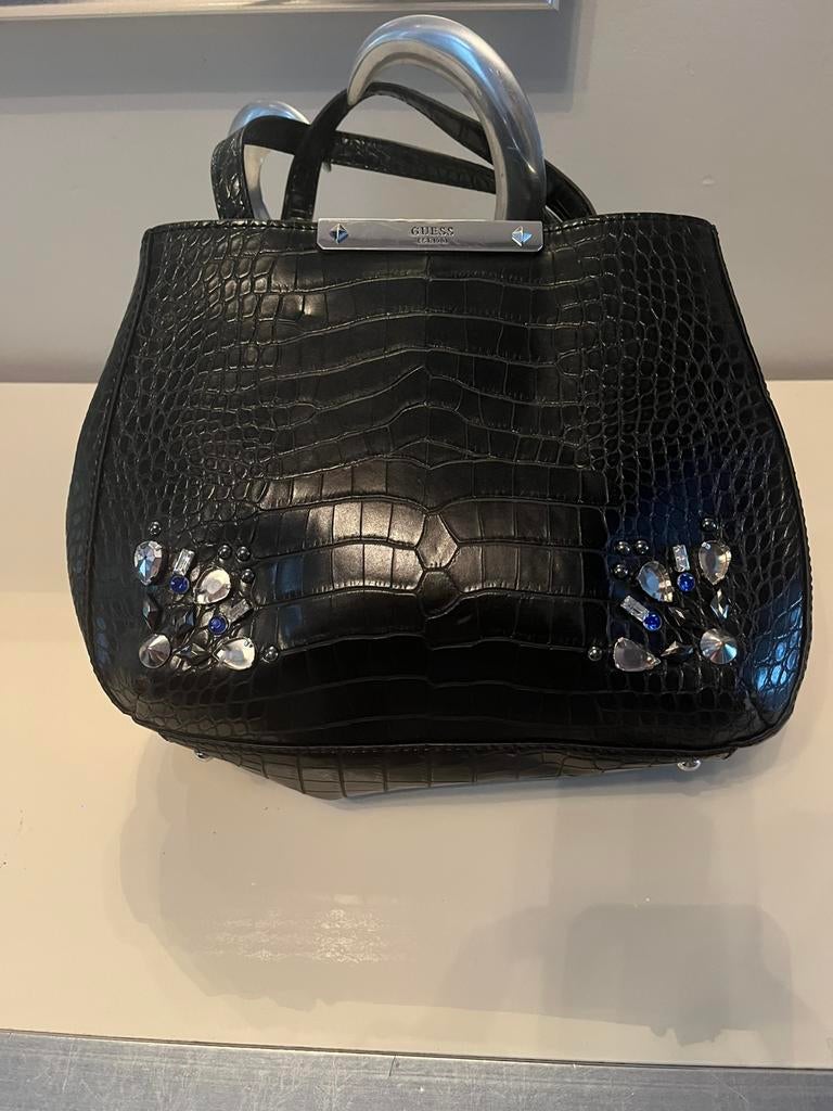 Guess Guess Britta Sac à Main Croco Black, Enlèvement ou Envoi, Comme neuf