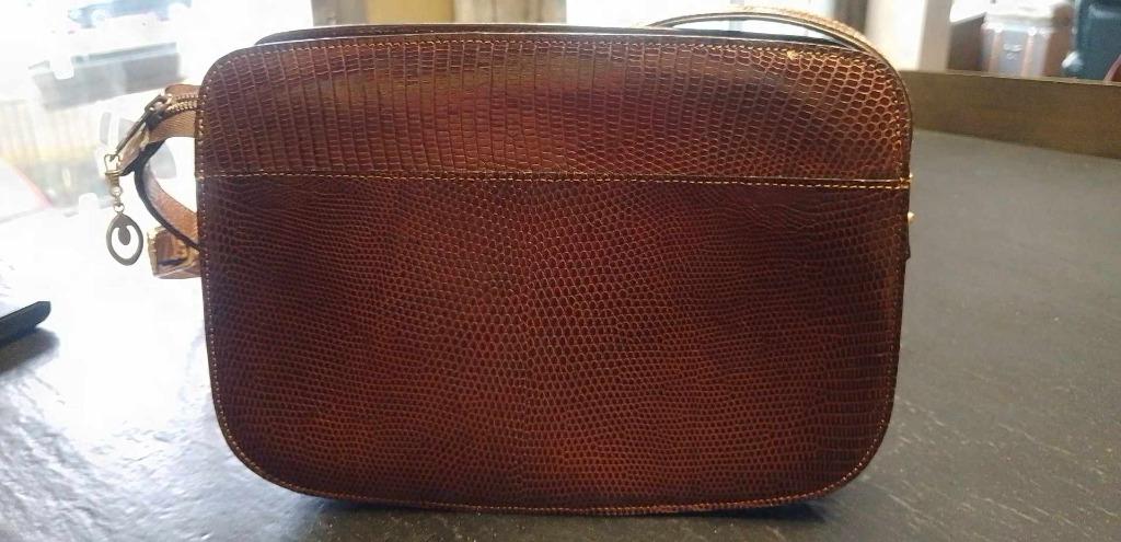 handtas schoudertas vintage donker bruin croco, Handtassen en Accessoires, Tassen | Schoudertassen, Zo goed als nieuw, Overige merken