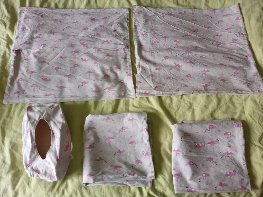 4 kussenslopen 50x50 flamingo met bijhorende zakdoekhouder, Ophalen, Zo goed als nieuw, Roze
