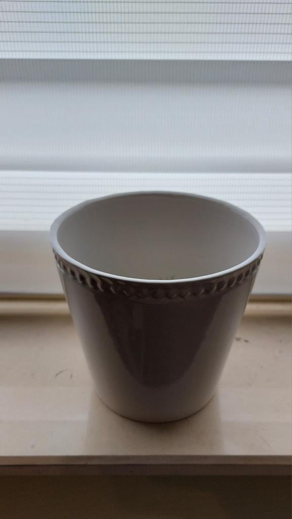 Bloempot wit DM 13cm, Tuin en Terras, Rond, Ophalen of Verzenden, Zo goed als nieuw, Balkon