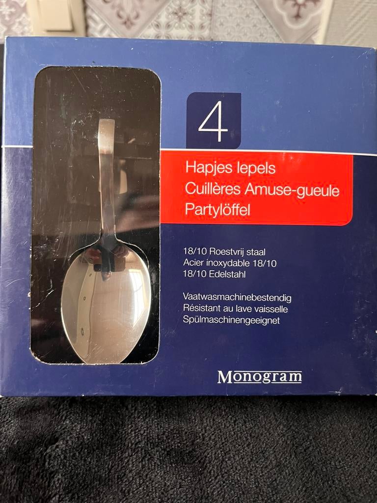 Hapjes lepels 2 dozen van 4lepels /Nieuw, Nieuw, Ophalen of Verzenden, Los bestek, Inox of Chroom