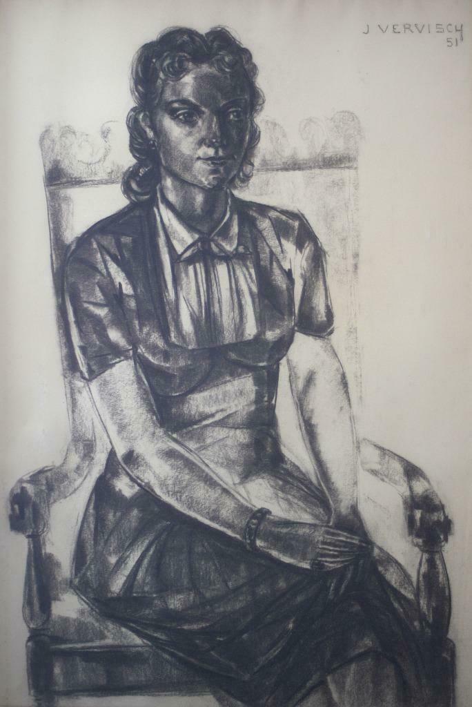 Houtskooltekening Jean Vervisch (1896-1977), Antiek en Kunst, Ophalen