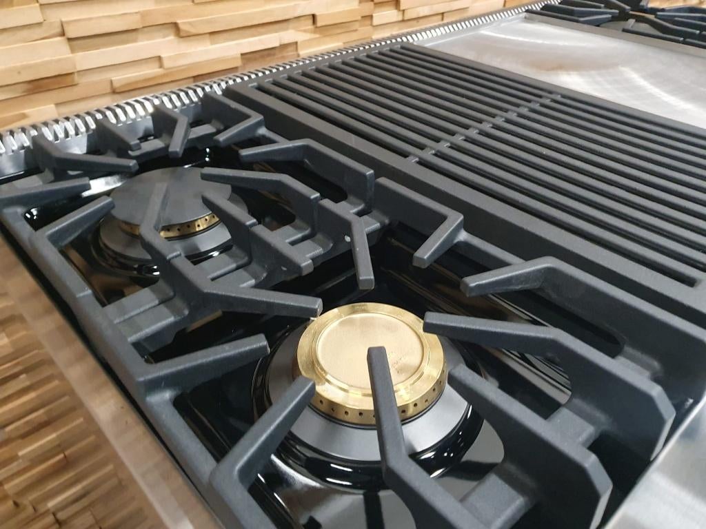 🔥Luxe Viking Fornuis 120cm RVS 2 GASOVEN teppanyaki & Grill, Gaz, Enlèvement ou Envoi, Comme neuf, 5 zones de cuisson ou plus