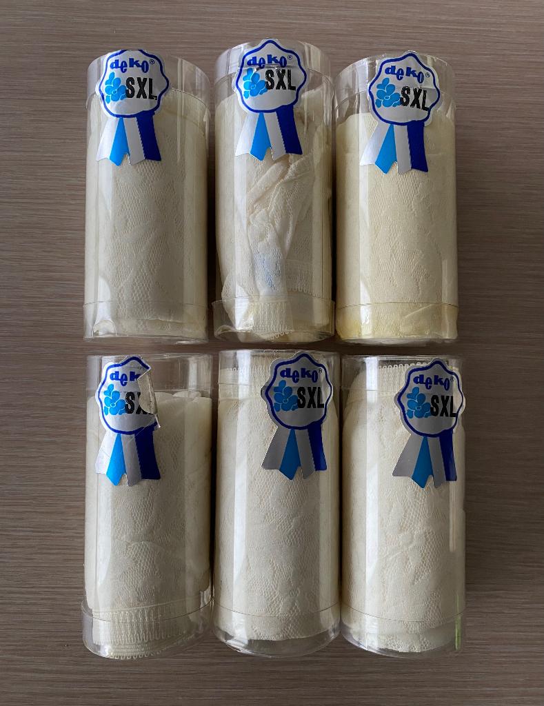 Lot 6 ecru-kleurige kanten slips maat XL - NIEUW, Verzenden, Slip