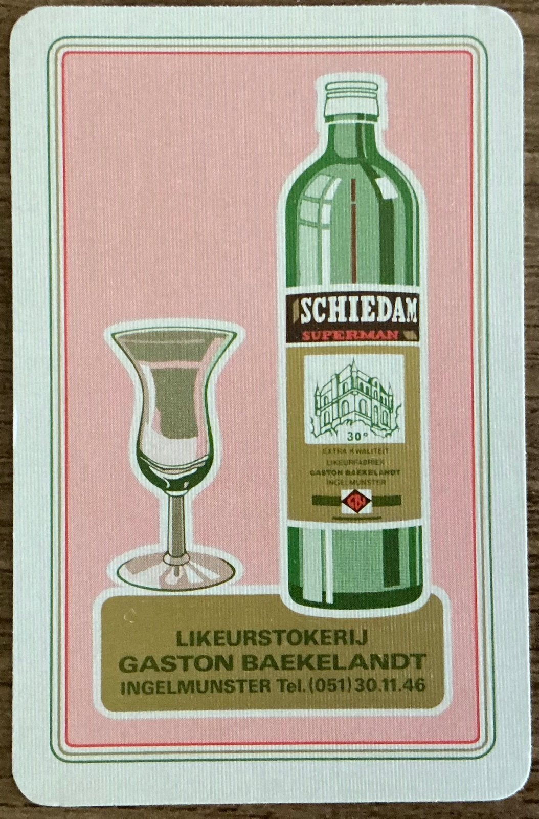 Carte à jouer Baekelandt/Ingelmunster LIQUOR DISTILLERY, Enlèvement ou Envoi, Comme neuf, Carte(s) à jouer