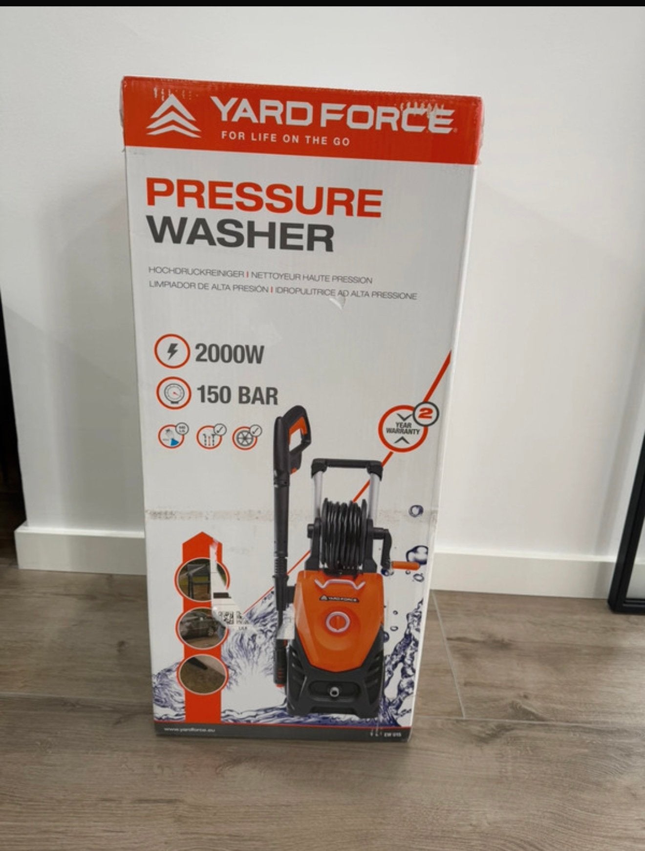 Nettoyeur haute pression Yard Force 150 bar 2000w Neuf, Enlèvement ou Envoi, Neuf