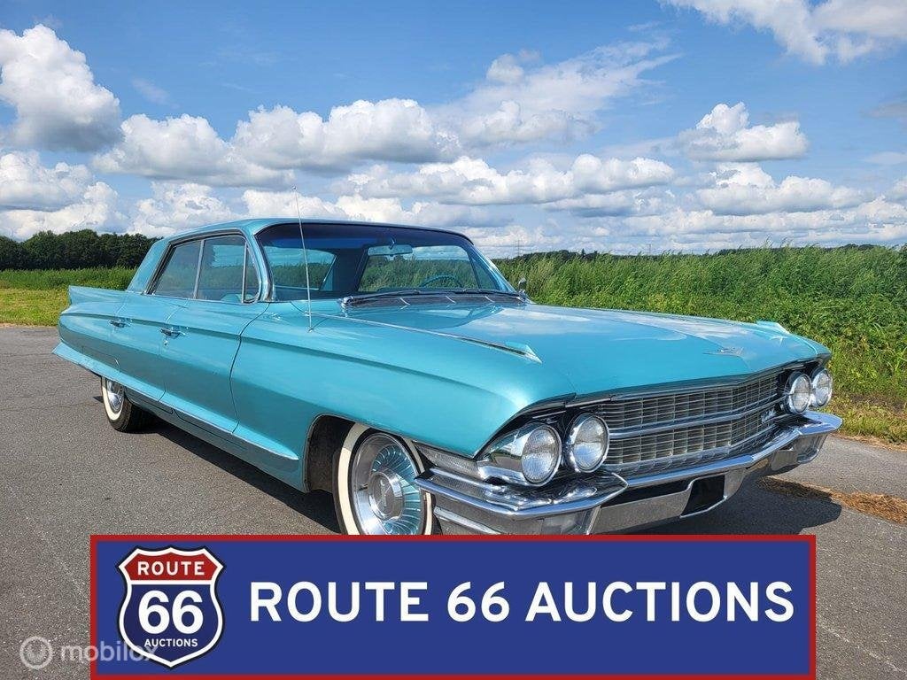 Cadillac Sedan DeVille | 1962 | Route 66 Auctions, Auto's, Oldtimers, Cadillac, Zwart, Bedrijf, Handgeschakeld