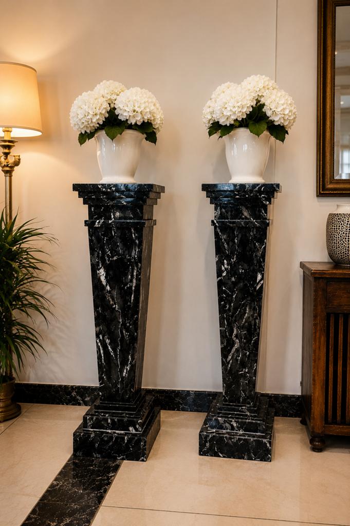 Paire de colonnes en marbre noir massif Art Déco, Enlèvement, Utilisé