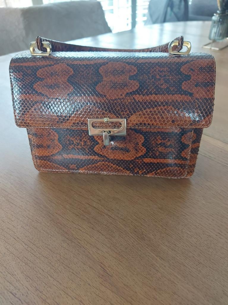 Handtas slangenleder python retro begin 1970 plus portemonne, Ophalen of Verzenden