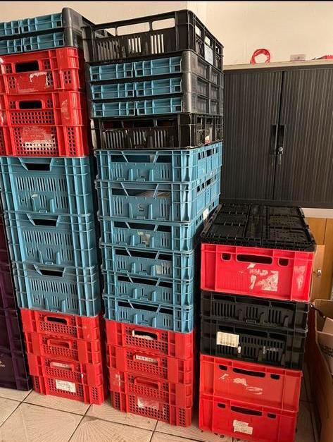 Diverse kunststof kratten inklapbaar & vaste bakken, Ophalen, Zo goed als nieuw, Krat