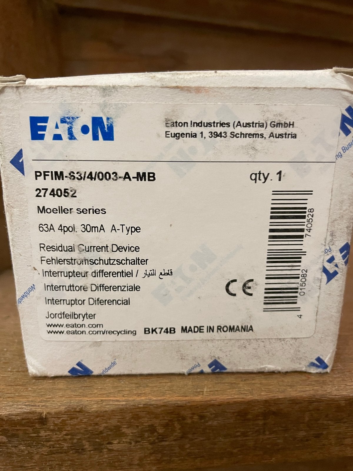 63A 4-polige 0,03A differentiële stroomonderbrekerschakelaar, Doe-het-zelf en Bouw, Ophalen of Verzenden, Zo goed als nieuw, Eaton
