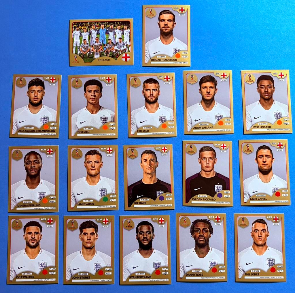 Lot 17 Panini WC Russie 2018 Gold Edition Angleterre, Collections, Autocollants, Neuf, Sport, Envoi