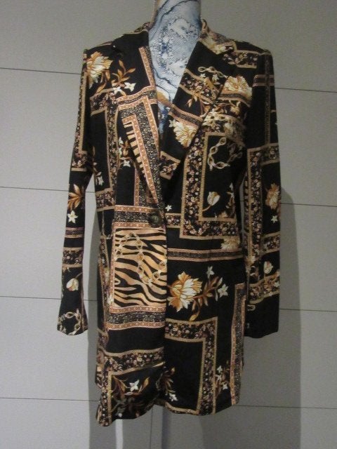 Dames jasje - blazer - zwart met goudkleurige motieven - M, Kleding | Dames, Maat 38/40 (M), Meerkleurig, Nieuw, Ophalen of Verzenden