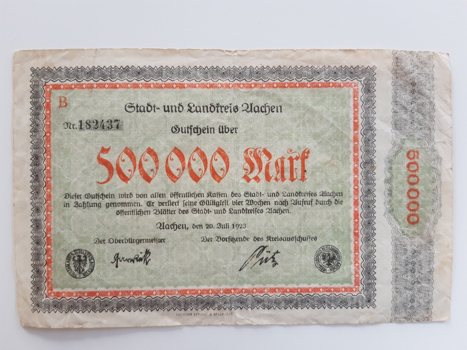 Billet 500 000 Mark 1923, Enlèvement ou Envoi, Allemagne, Billets en vrac