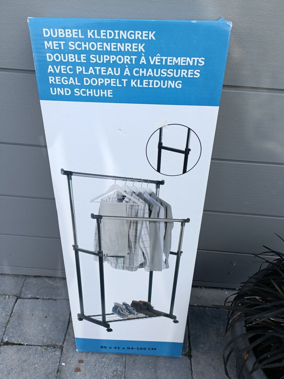 Étagère à vêtements et à chaussures double sur roulettes, Enlèvement