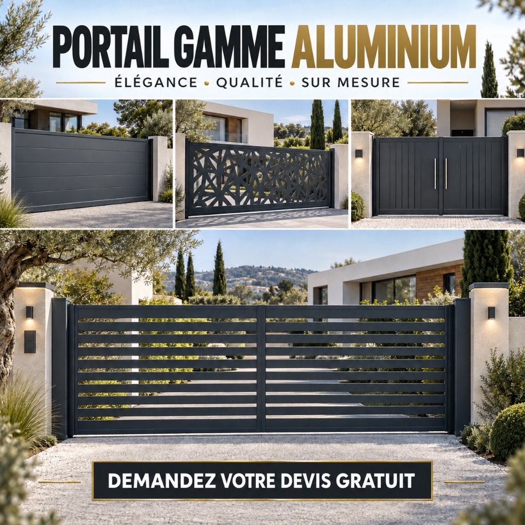 Barrière ,portail neuf aluminium promo