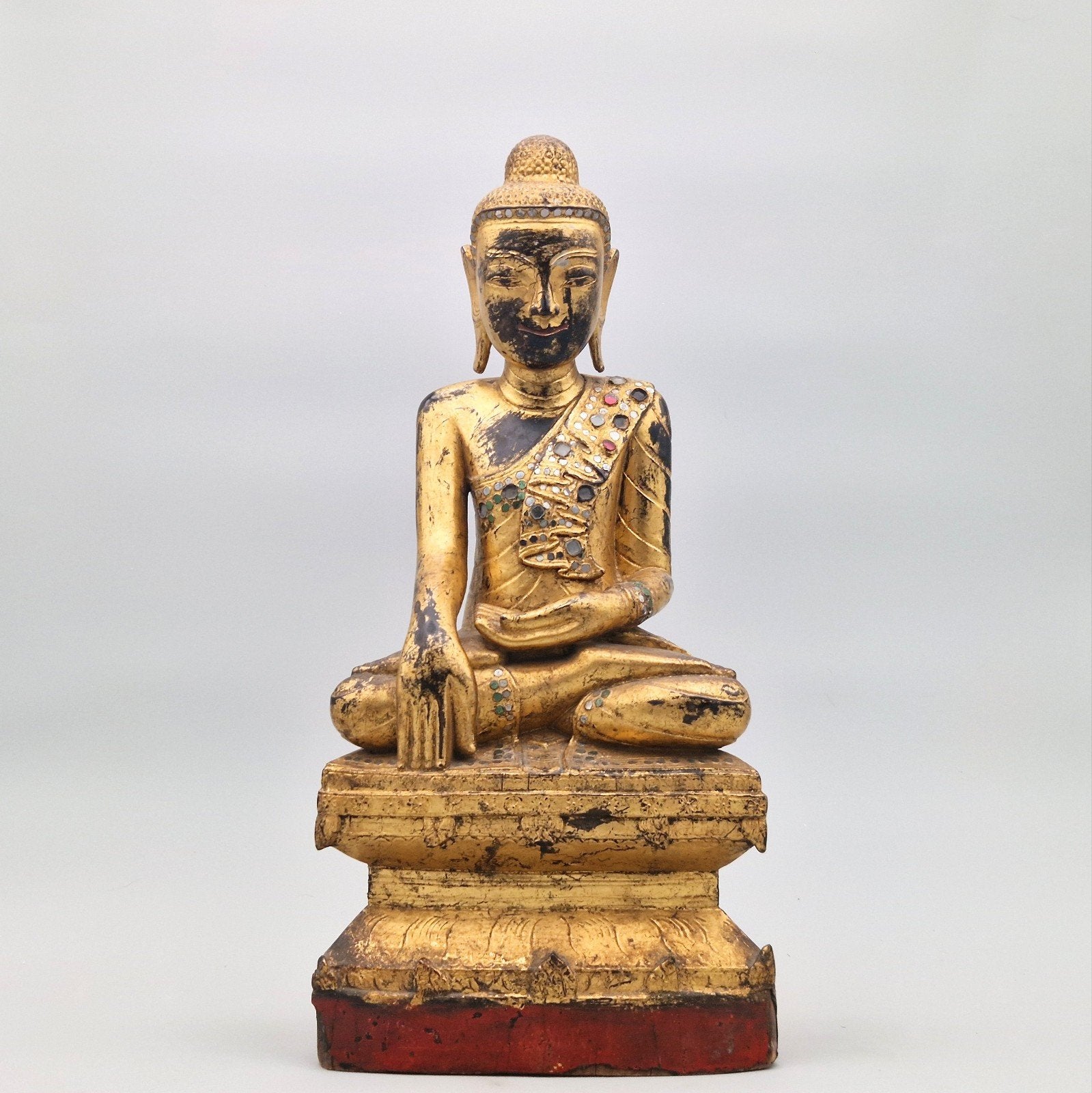 Birmese Boeddha 42 cm., Ophalen, Hout