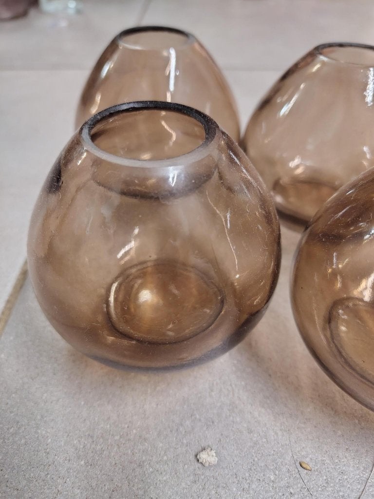 8 soliflores ronds de couleur marron/fumé, Huis en Inrichting, Ophalen, Gebruikt, Bruin, Glas