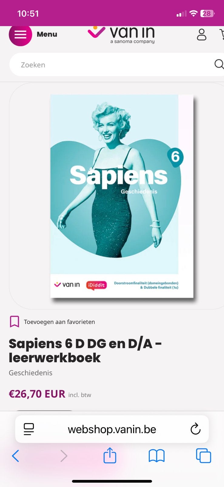 Sapiens 6 D DG & D/A - leerwerkboek 2025, Boeken, Schoolboeken, Ophalen of Verzenden, Zo goed als nieuw, ASO, Geschiedenis