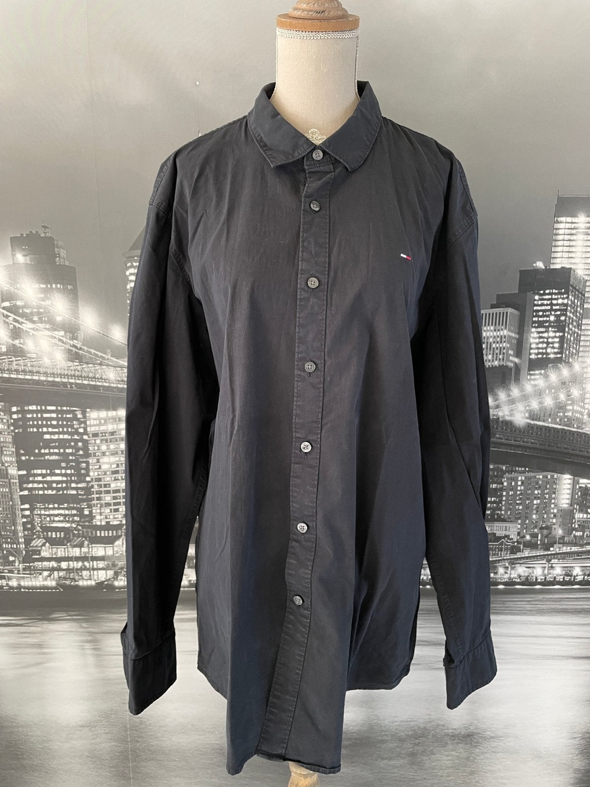 Tommy Jeans Hilfiger hemd Slim Fit - XXL, Kleding | Heren, Overhemden, Verzenden, Zwart, Zo goed als nieuw, Overige halswijdtes