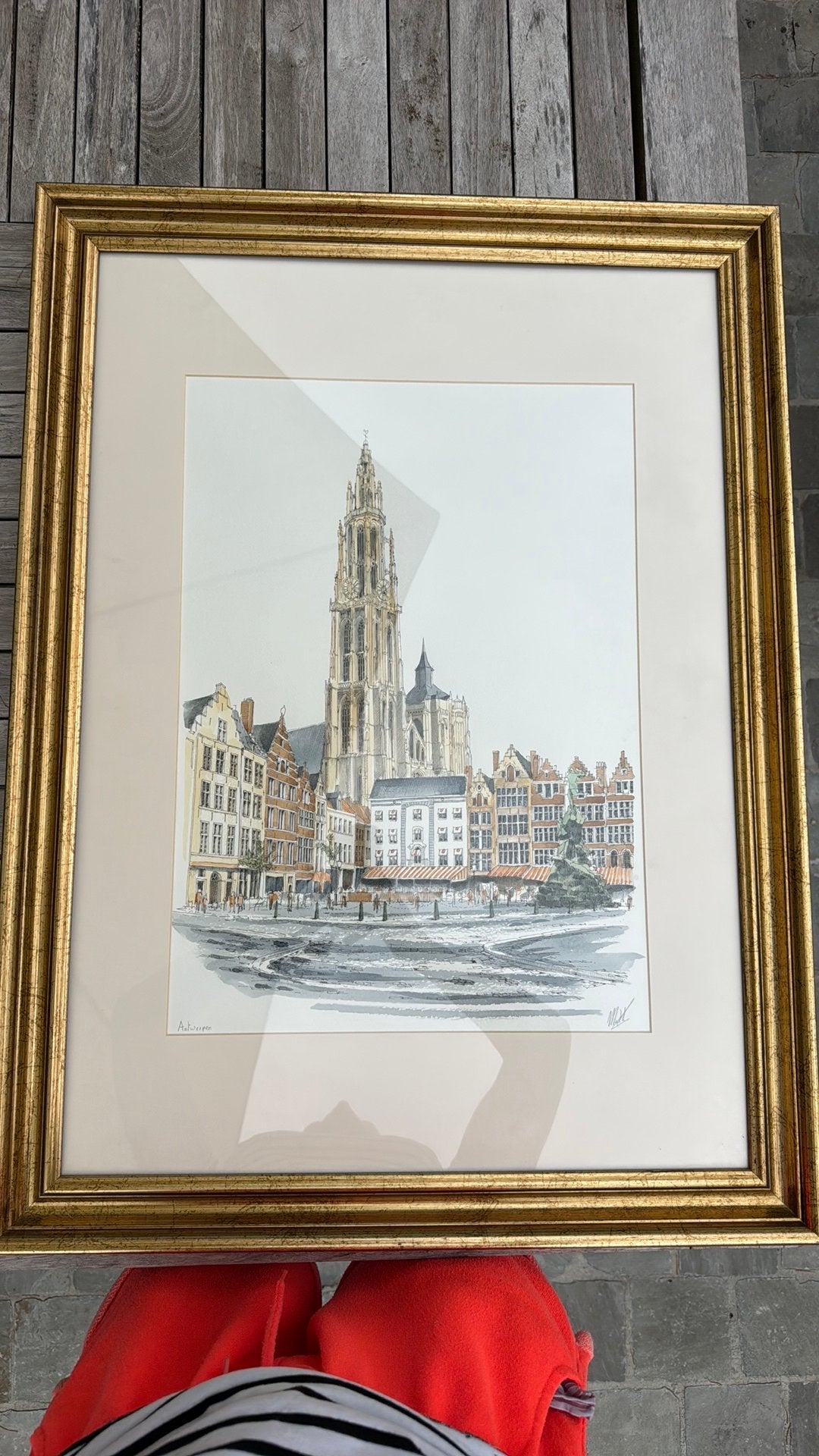 Aquarel kathedraal Antwerpen, Enlèvement, Aquarelle