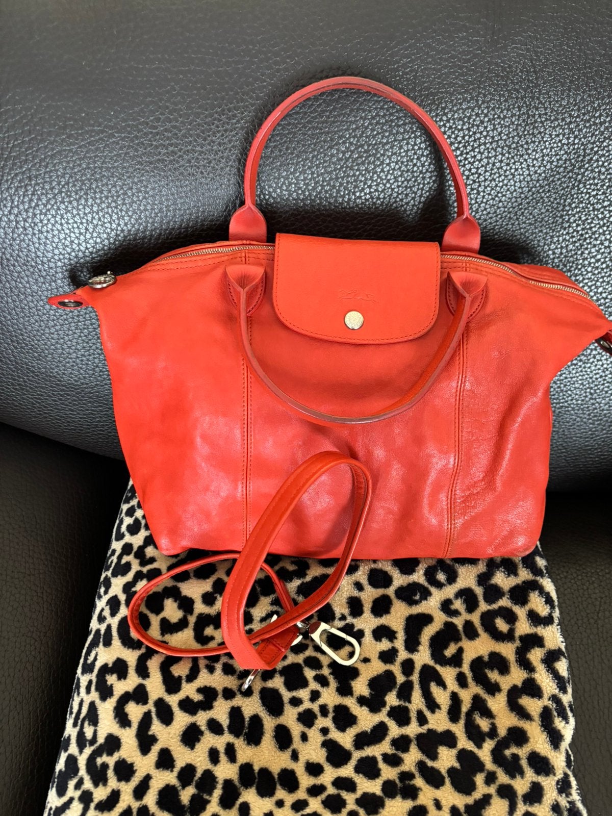 Lederen handtas Longchamp, Ophalen of Verzenden, Gebruikt, Handtas