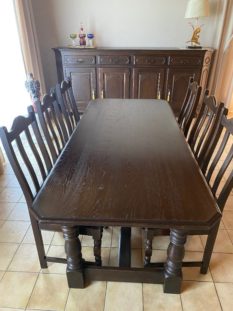 Eiken eetkamer, Ophalen, Zo goed als nieuw, Franse eik, 4 tot 6 stoelen