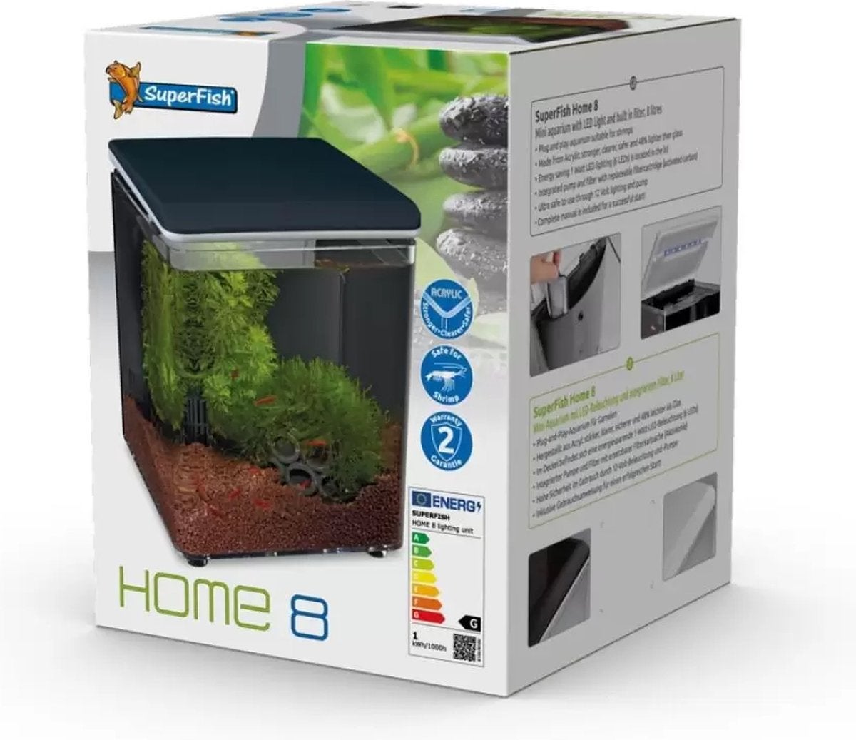 3 superfish home 8 aquariums, Dieren en Toebehoren, Ophalen, Gebruikt, Leeg aquarium, Inclusief deksel