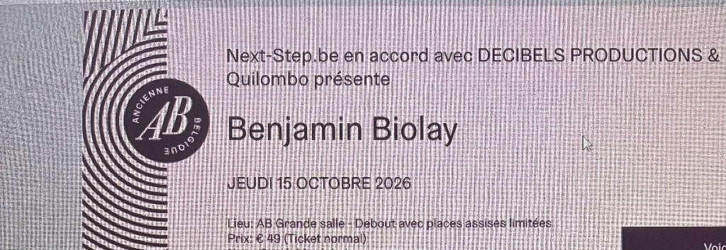 Ticket de concert, Eén persoon, Oktober, Pop