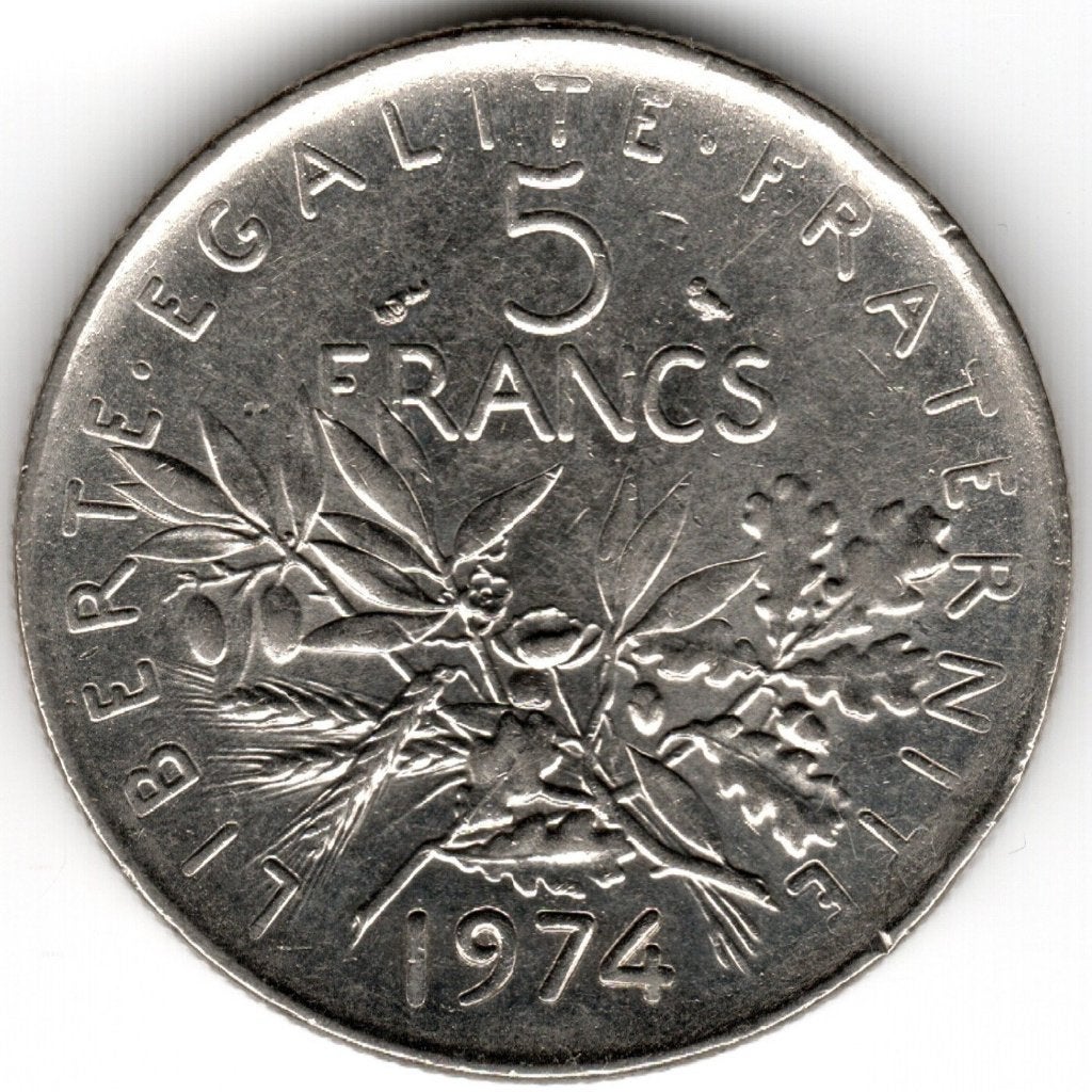 France : 5 Francs 1974 KM #926a .1 Réf 16780, Enlèvement ou Envoi, France, Monnaie en vrac