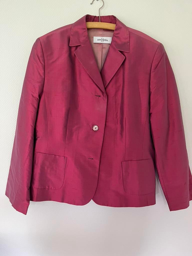 Veste tailleur DinoModa en soie sauvage, Taille 38/40 (M), Enlèvement ou Envoi, Autres couleurs, Comme neuf