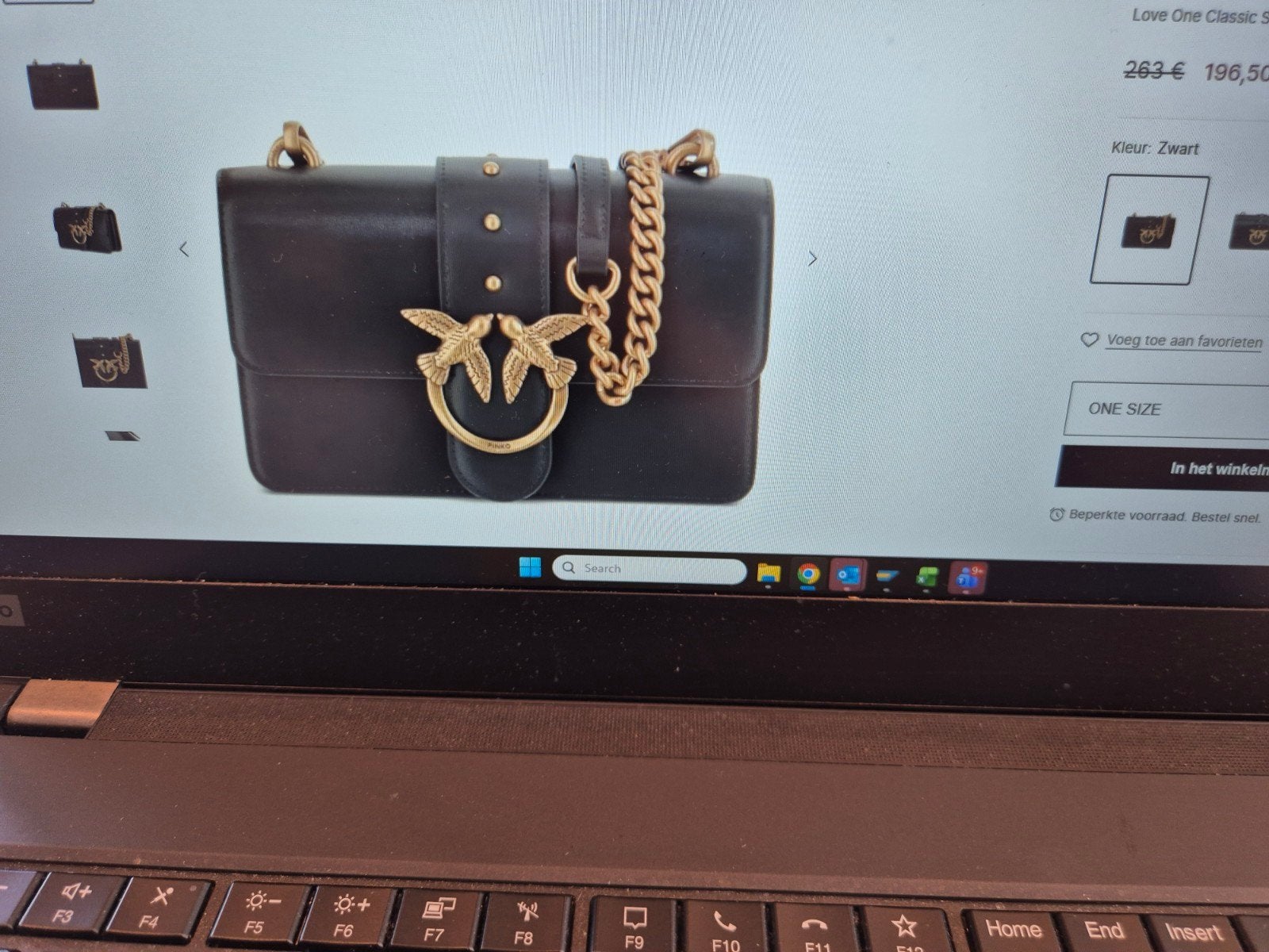 Pinko love one classic schoudertas, Handtassen en Accessoires, Ophalen, Zo goed als nieuw, Zwart, Schoudertasje