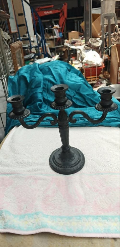 kandelaar in zwart gietijzer 3 kaarsen zwaar, Zwart, Ophalen of Verzenden, Zo goed als nieuw, 29 cm
