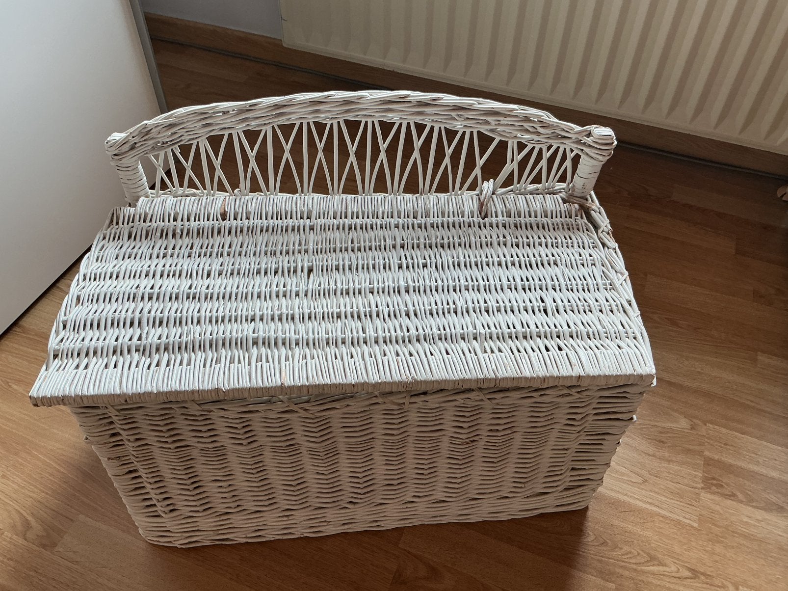 Mooie rieten mand/zitbankje en rieten stoeltje, Huis en Inrichting, Ophalen, Gebruikt, Mand, Riet
