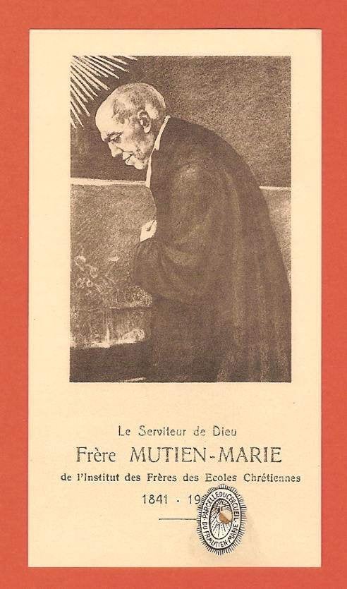 Relikwie Relique Frère Mutien Marie hout doodskist, Verzamelen, Religie, Ophalen of Verzenden, Gebruikt, Kaart of Prent, Christendom | Katholiek
