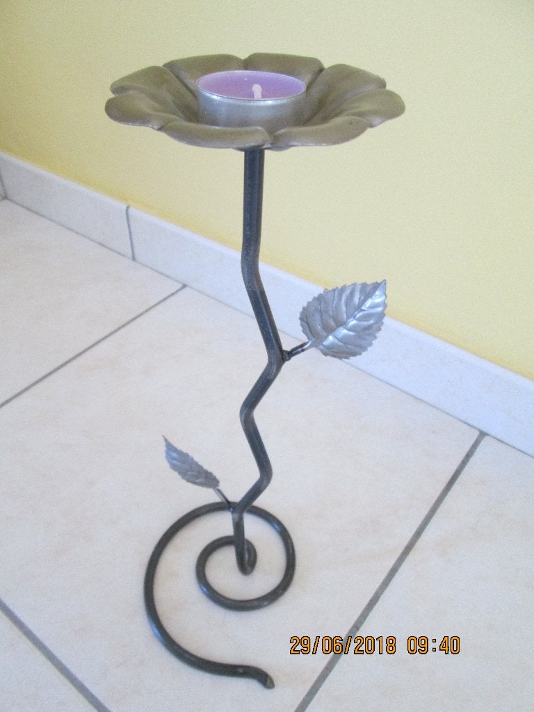 Bougeoir en fer forgé sur pied Design, Ophalen, 25 tot 50 cm, Zwart, Nieuw