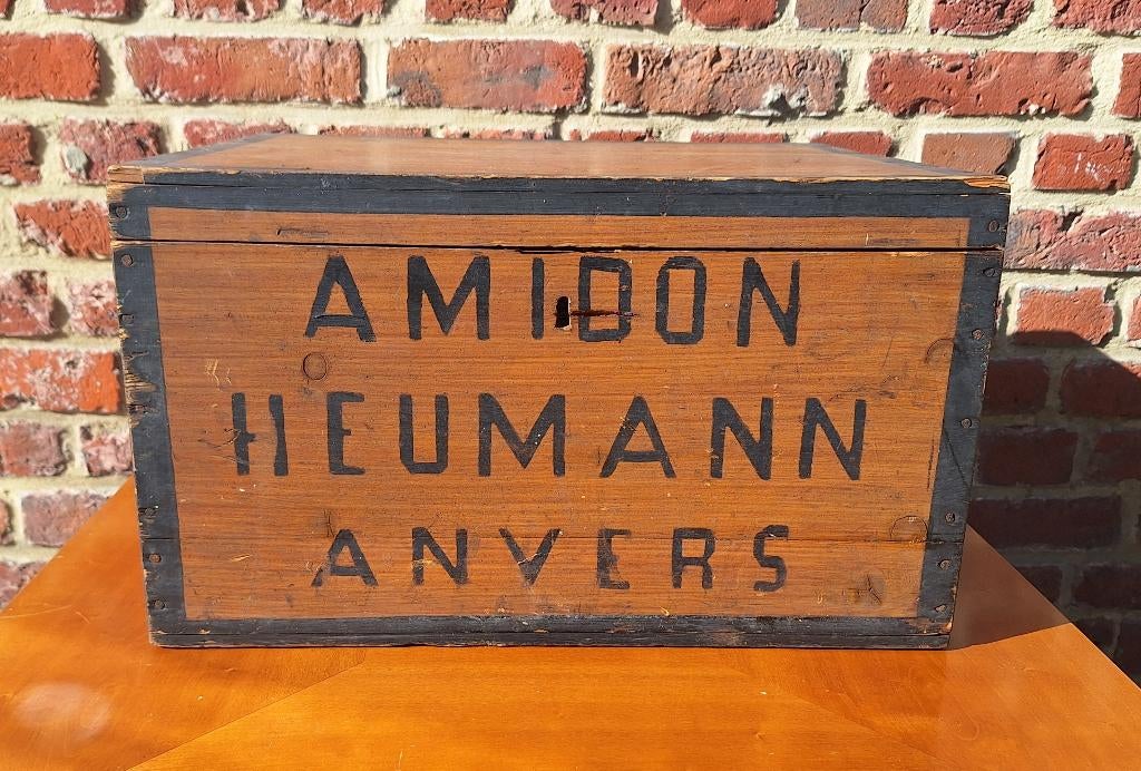 Antieke houten kist (transport en opslag van stijfsel), Ophalen, Minder dan 50 cm, Gebruikt, Minder dan 50 cm