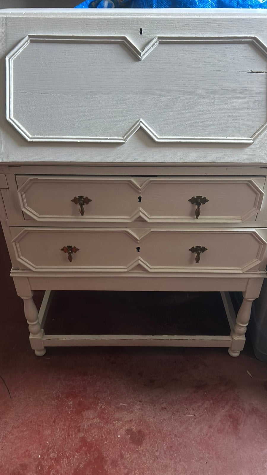 ⸻  Petit secrétaire en bois blanc – Style campagne chic, Enlèvement, Comme neuf