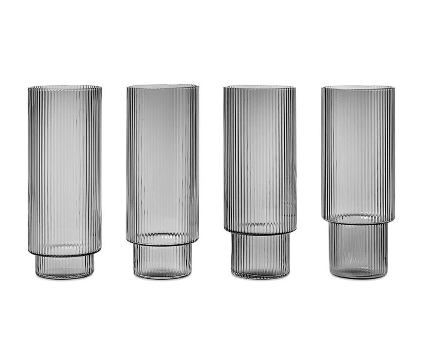 Ferm living ripple long drink glasses, Ophalen of Verzenden, Nieuw, Glas, Glas of Glazen