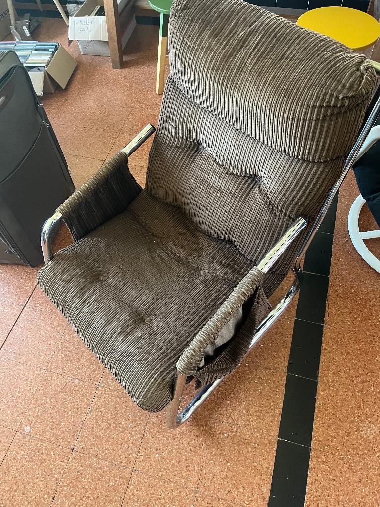 Fauteuil retro vintage velours brun, Ophalen