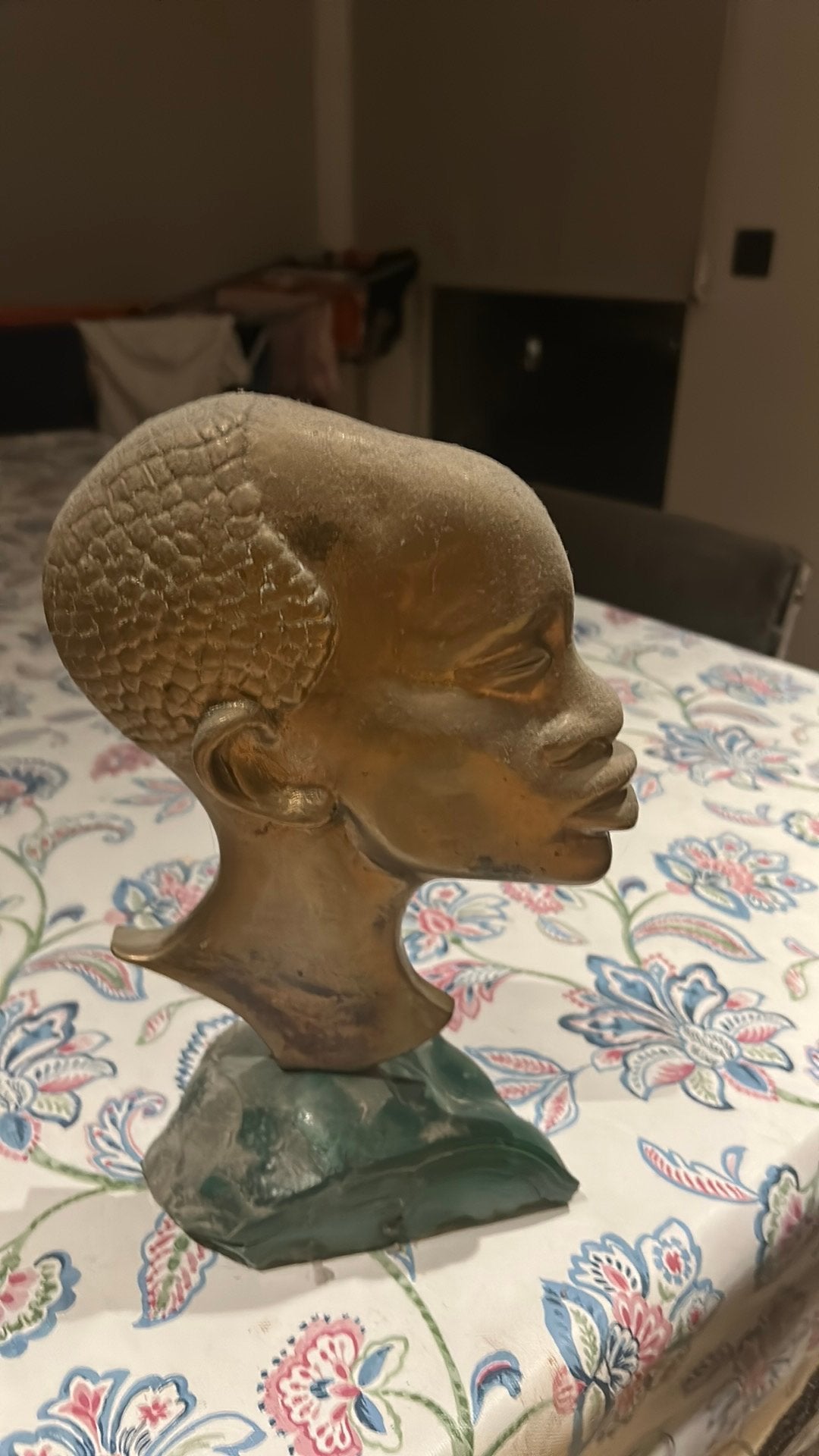 Tête africaine en bronze cuivre, Envoi, Comme neuf