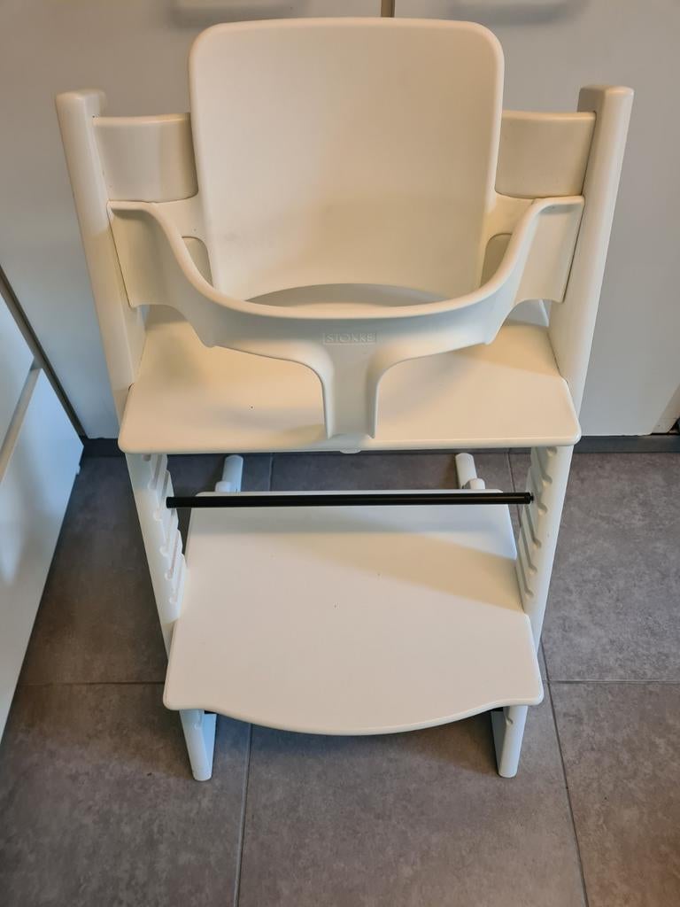 Witte trip trap stokke met babyset, Kinderen en Baby's, Kinderstoelen, Ophalen