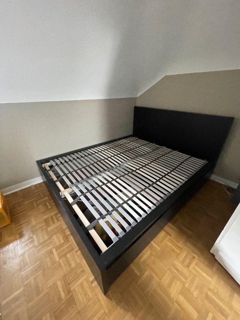 Lit MALM 160x200 tiroirs + sommiers + matelas récent 09/2024, Enlèvement, 200 cm, Deux personnes, 160 cm