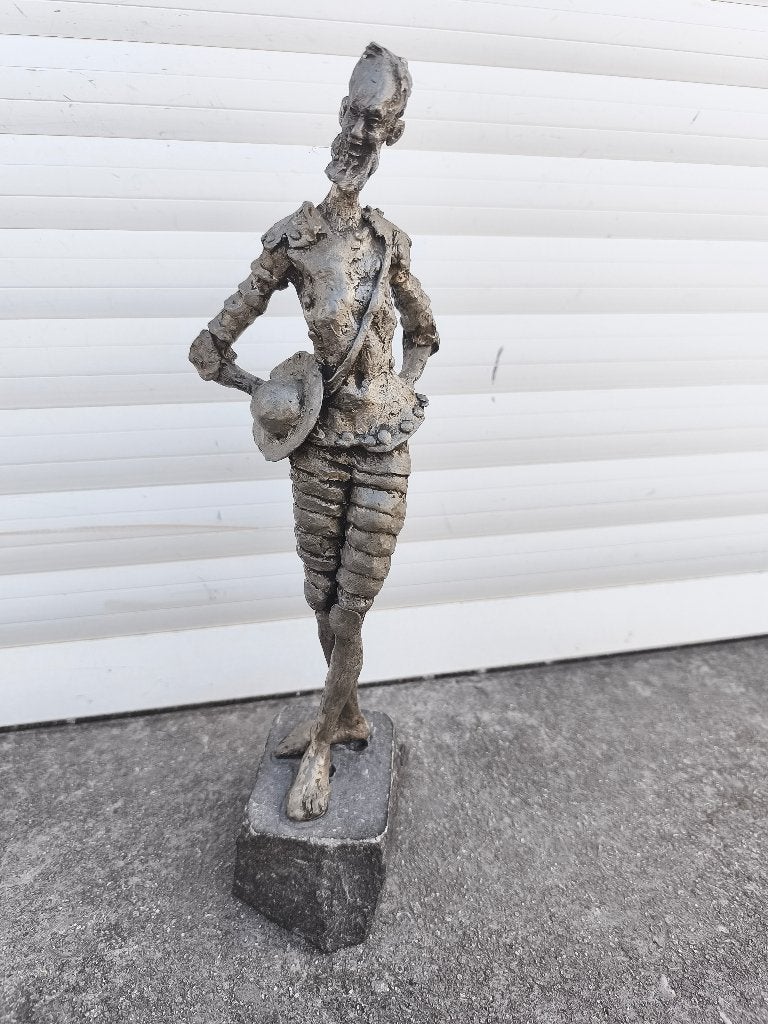 Sculpture don Quichotte en étain signe ernst patris, Antiquités & Art, Enlèvement ou Envoi, Sculpture