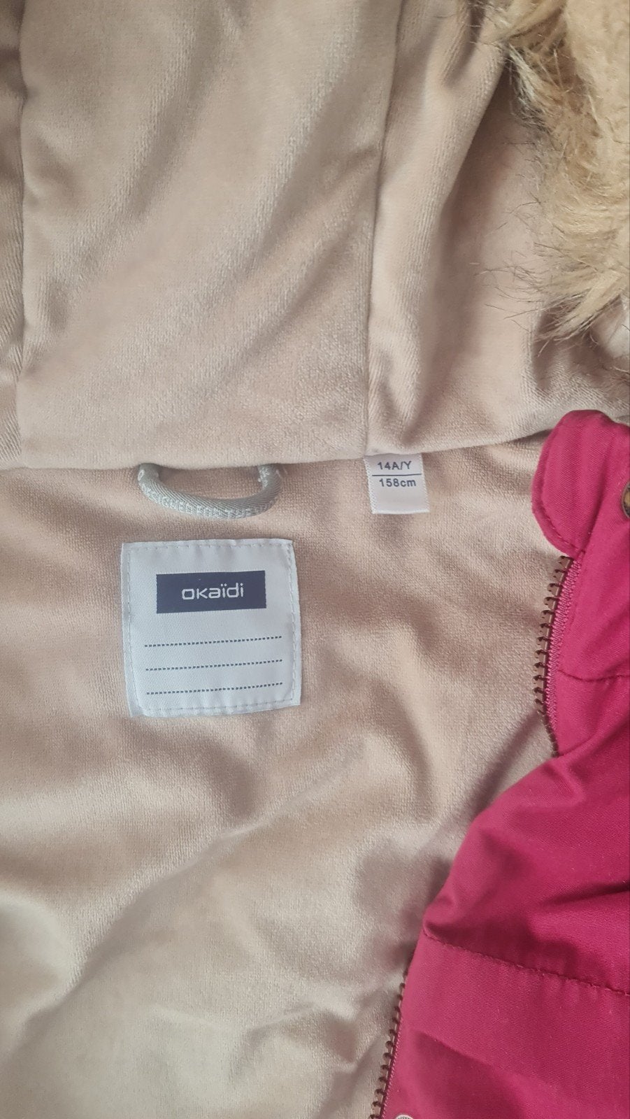 Okaidi. 14y/158 cm. rode Jas., Kleding | Dames, Okaidi, Ophalen, Zo goed als nieuw, Roze