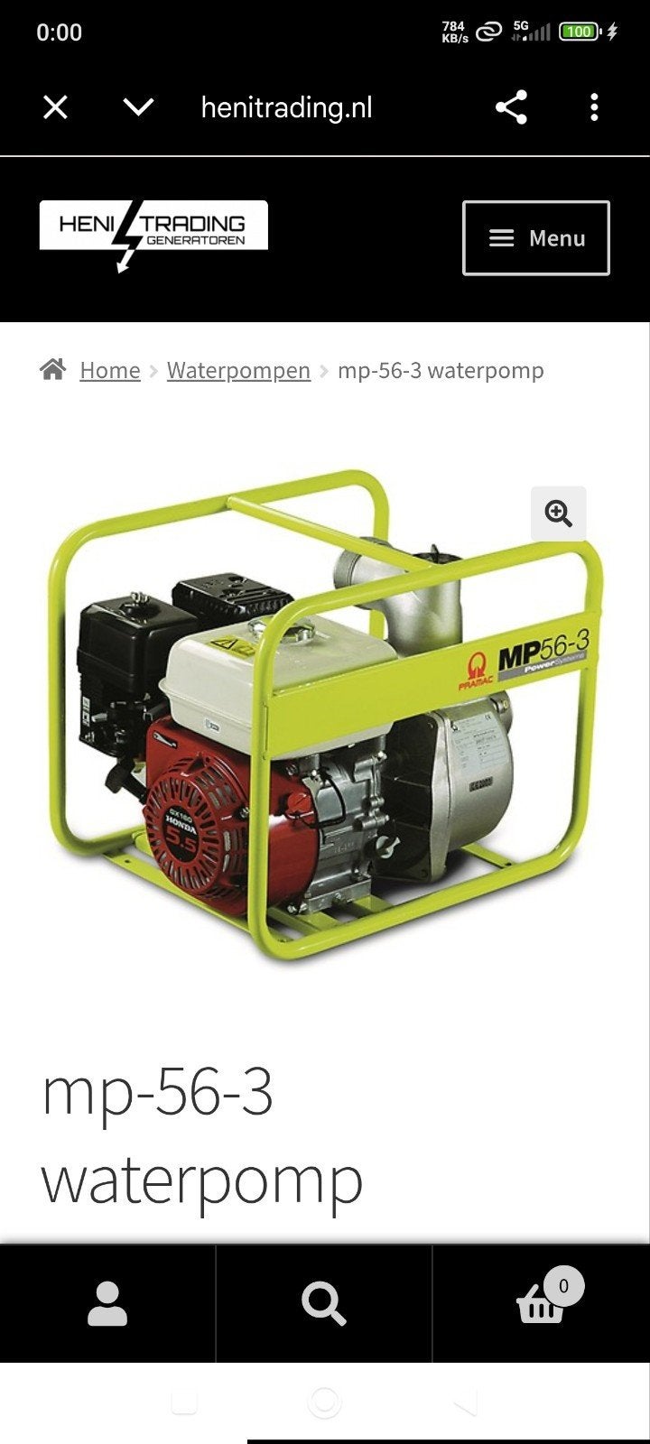 waterpomp benzine mp-56-3, Ophalen, Gebruikt, Overige typen