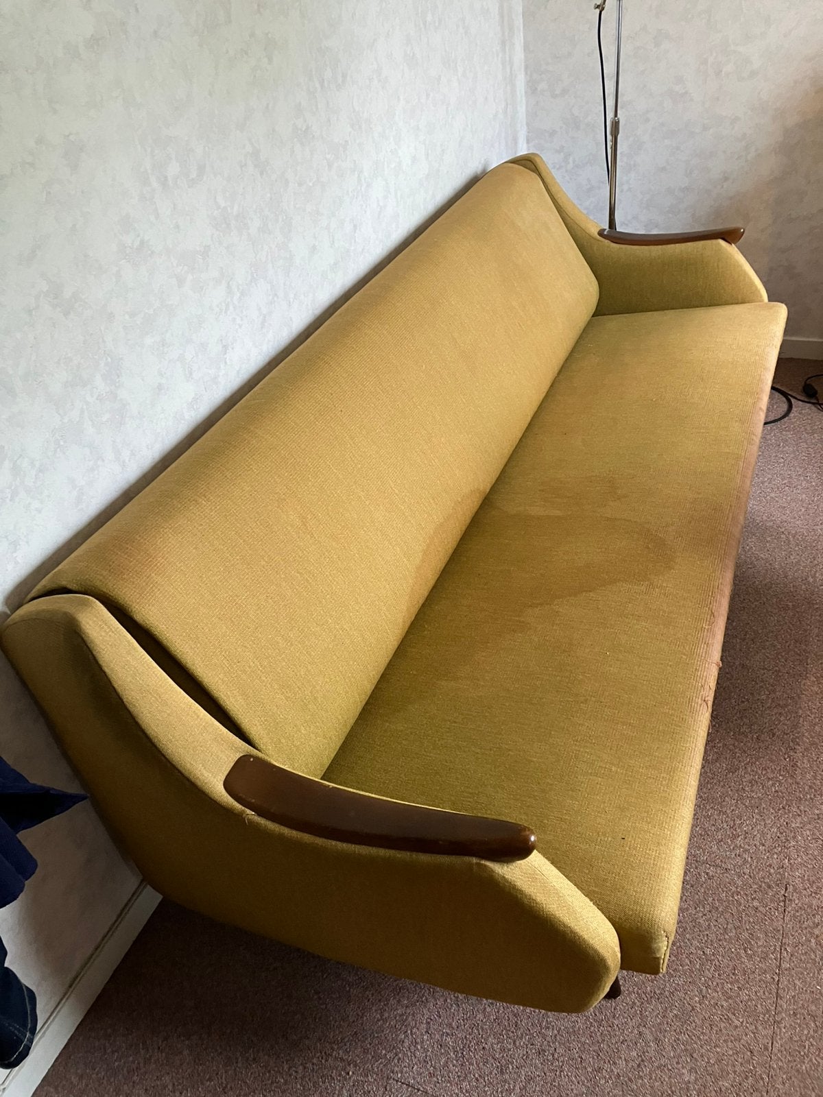 Vintage Deense stijl slaapbank, Huis en Inrichting, Ophalen, Gebruikt, 75 tot 100 cm, Stof