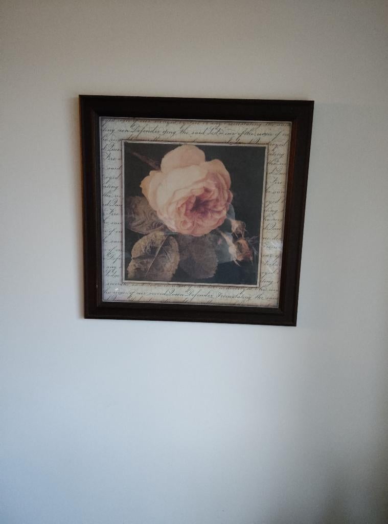 Schilderij "Ancient Rose" met sierlijke tekst., Enlèvement